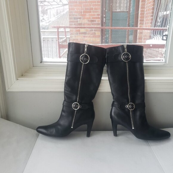 ECCO TALL BRISTOL HIGH HEEL MOTO STYLE BUCKLE BOOTS BLACK SIZE 40 or 9/9… - Picture 5 of 12